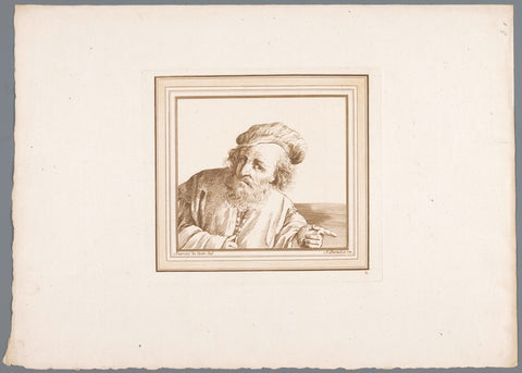 Bust of an old man, pointing to the right, Adam von Bartsch, 1782 Canvas Print