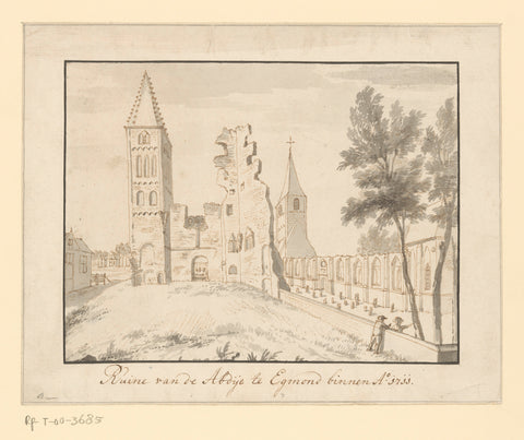 Ruins of de abdij van Egmond, 1711, anonymous, 1711 Canvas Print