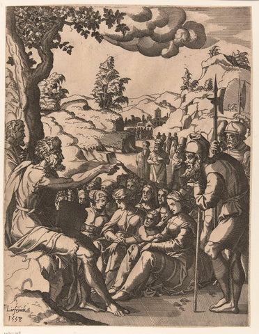 Preaching of John the Baptist, Hans Liefrinck (I), 1558 Canvas Print