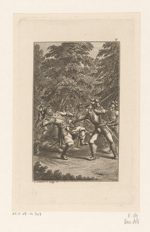 Rolf is mortally wounded by Hiartwar, Daniel Nikolaus Chodowiecki, 1781 Canvas Print