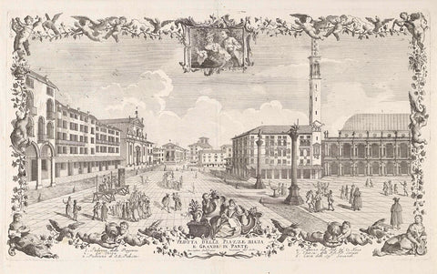 Piazza della Biava en Piazza Grande in Vicenza, Cristoforo dall'Acqua, 1744-1787 Canvas Print