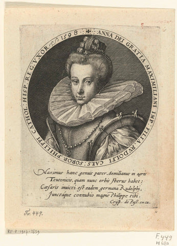 Portrait of Anna of Austria, Queen of Spain, Crispijn van de Passe (I), 1598 Canvas Print