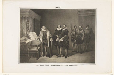 Oldenbarnevelt hears his death sentence, 1619, anonymous, 1853 - 1855 Canvas Print