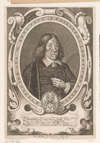 Portrait of Philipp Ludwig Melem at the age of 48, Sebastian Furck, 1652 Canvas Print