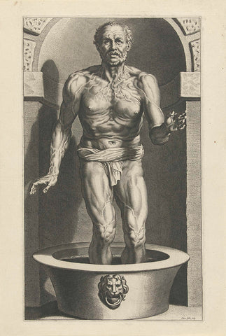 Seneca standing, with his feet in the bath, Cornelis Galle (I), 1586 - 1650 Canvas Print