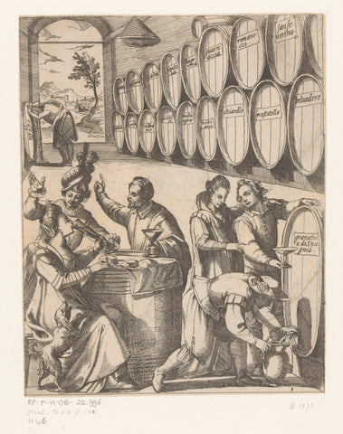 Drinking festival in a wine cellar, Antonio Tempesta, 1575 - 1613 Canvas Print