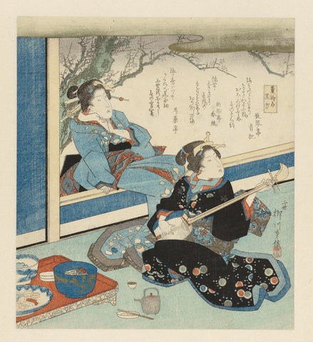 Geisha Playing the Shamisen, Shigenobu (II) , Yanagawa, c. 1822 Canvas Print