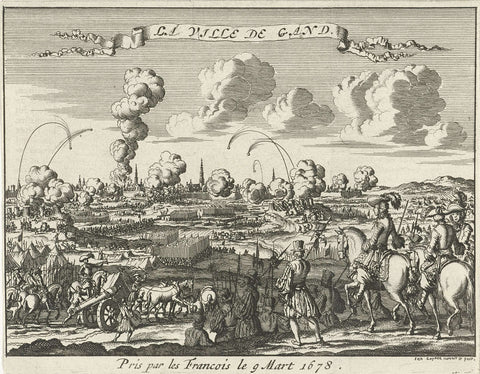 Siege of Ghent by the French, 1678, Jan Luyken, 1680 Canvas Print