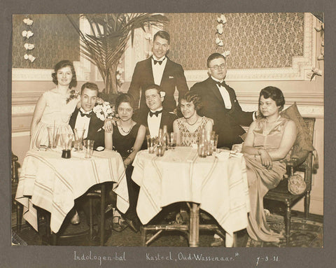 Group portrait of Indonesian and Dutch guests at tables, anonymous, 1931 Canvas Print