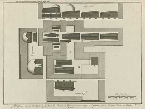 Map of the crypt of the House of Orange-Nassau, Caspar Jacobsz. Philips, 1767 Canvas Print