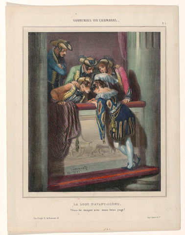 Souvenirs du Carnaval, 1837-45, No. 5 : La Loge d'avant-scèn (...), Paul Gavarni, 1837 - 1845 Canvas Print