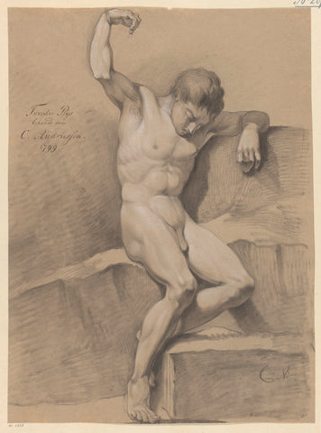 Seated male nude, seen from the front (2nd prize 1799), Christiaan Andriessen, 1799 Canvas Print