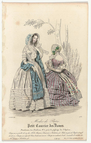 Petit Courrier des Dames, 15 July 1841, No. 1751 : Chapeau en paille de riz (...), anonymous, 1841 Canvas Print