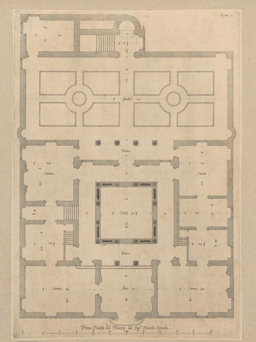 Floor plan of the ground floor of the Palazzo Doria in Genoa, Nicolaes Ryckmans, 1622 Canvas Print