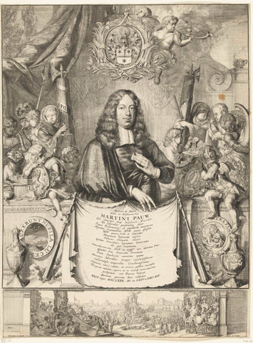 Portret van Martinus Pauw, Romeyn de Hooghe (possibly), 1682 Canvas Print