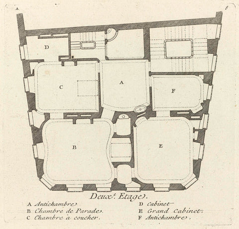 Floor plan of the second floor of the house of Léon Berthous in Bayonne, Juste Aurèle Meissonnier, 1738 - 1749 Canvas Print