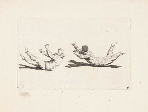 Harlequin and a clown move without using their arms and legs, anonymous, 1728 Canvas Print