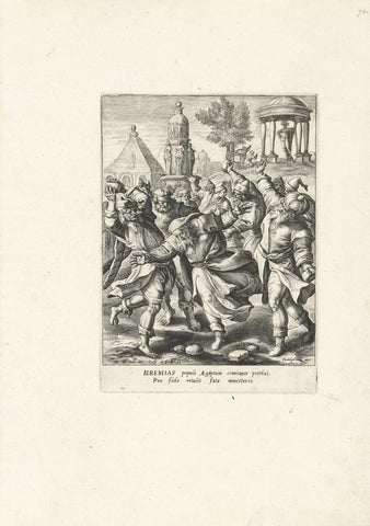 Stoning of Jeremiah, Crispijn van de Passe (I), 1591 Canvas Print