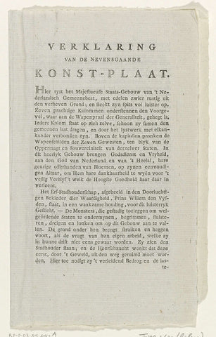 Message from the publisher on the title plate at the Catechism of the stadholdership, 1786, Johannes Hofhout and Son, 1785 - 1786 Canvas Print