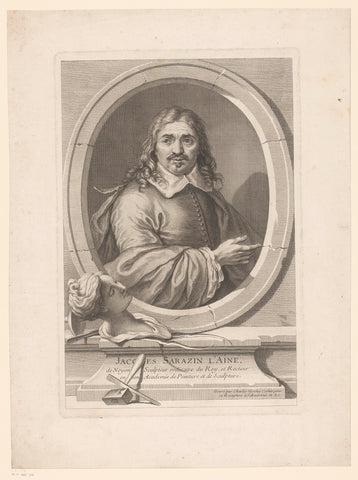 Portrait of Jacques Sarazin, Charles Nicolas Cochin (I), 1731 Canvas Print