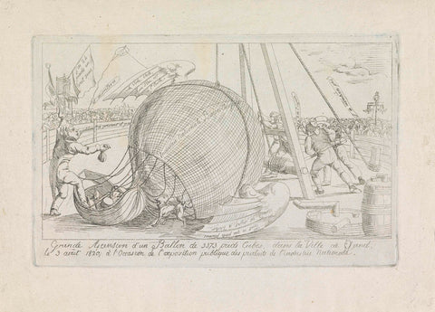 Cartoon on the failed balloon ride in Ghent, 1820, anonymous, 1820 Canvas Print