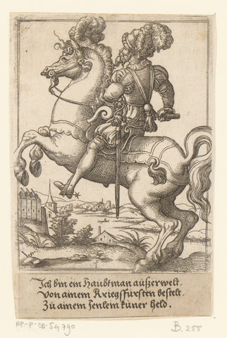 Captain on horseback, Virgil Solis, 1524 - 1562 Canvas Print