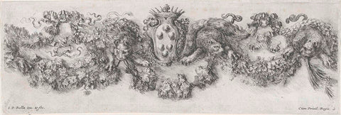 Frisian with coat of arms of the De' Medici family and four panthers, Stefano della Bella, 1620 - 1664 Canvas Print