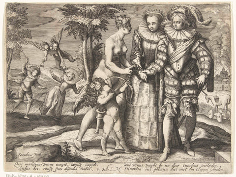 Venus, Amor and Discordia, Gillis van Breen (attributed to), 1595 - 1605 Canvas Print