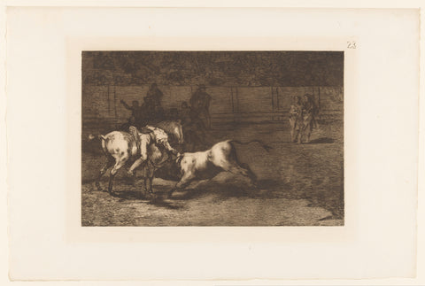 Mariano Ceballos kills a bull, Francisco de Goya, 1876 Canvas Print