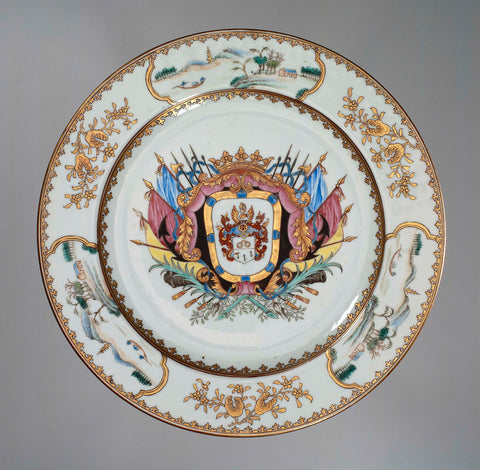 Plate with the arms of the Ver Heull family, anonymous, c. 1745 Canvas Print