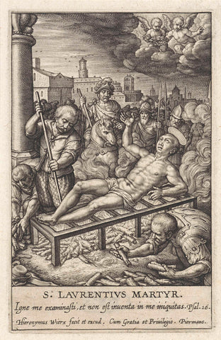 Martyrdom of St. Lawrence, Hieronymus Wierix, 1563 - before 1619 Canvas Print