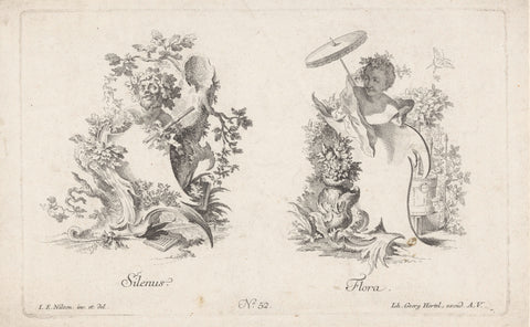 Silenus and Flora, anonymous, 1731 - 1775 Canvas Print