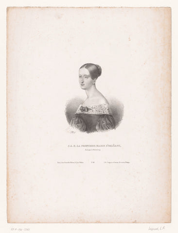 Portrait of Princess Marie d'Orléans, Auguste Legrand, 1840 - 1844 Canvas Print