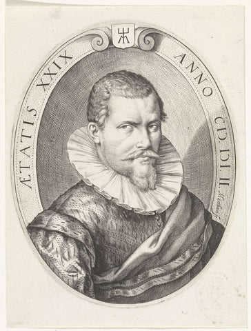 Portrait of an unknown man, possibly Johan Sems, Jacob Matham, 1602 Canvas Print