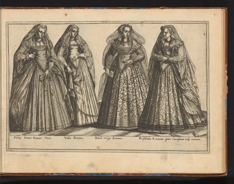 Four women, dressed according to the fashion in Rome of ca. 1580, Abraham de Bruyn, in or before 1581 Canvas Print