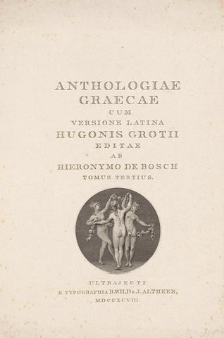 Title page for: 'Anthologiae Graecae', 1798, Reinier Vinkeles (I), 1798 Canvas Print