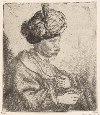 Man with turban, Anthony de Haen, 1656 - 1675 Canvas Print