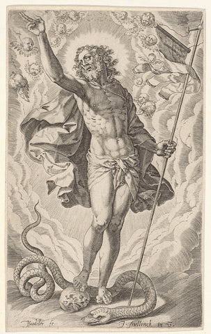 Triumphant Christ, Johann Sadeler (I), 1560 - 1600 Canvas Print