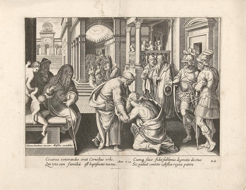 Cornelius kneels before Petrus, Claes Jansz. Visscher (II) (attributed to workshop of), 1643 - 1646 Canvas Print