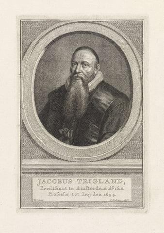 Portret van Jacobus Trigland, Jacob Houbraken, 1796 Canvas Print