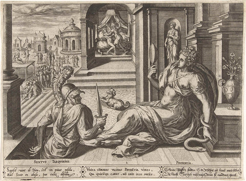 Sextus Tarquinius and caution (Prudentia), Hans Collaert (I), 1576 Canvas Print