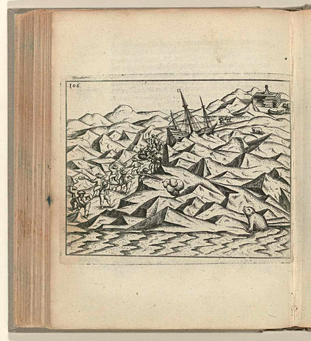 The clearing of a path through the ice to the sea, 1597, anonymous, 1598 Canvas Print