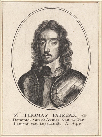 Portrait of Thomas Fairfax, military chief, Wenceslaus Hollar, 1648 Canvas Print