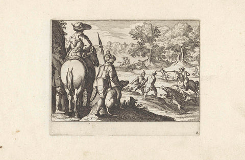 Hunting a boar, anonymous, 1624 Canvas Print