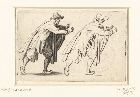 Twice the same running man, seen on the right side, Jacques Callot, 1621 Canvas Print