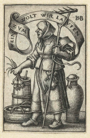 Boerin sells its products on the market, Hans Sebald Beham, 1510 - 1550 Canvas Print