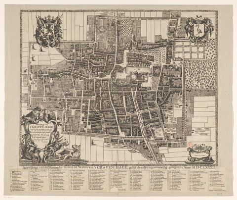 Map of The Hague, 1682, Cornelis Elandts, 1682 - 1684 Canvas Print