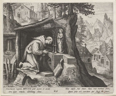 Saint Bruno the Carthusian as a hermit, Raphaël Sadeler (I), 1594 Canvas Print