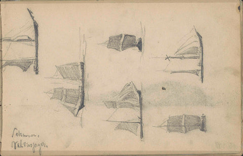 Studies of the schooner Willem Barents and a whaler, Louis Apol, 1880 Canvas Print