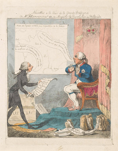 Pitt brings George III the news about the revolution in the Netherlands, 1795, anonymous, 1795 Canvas Print